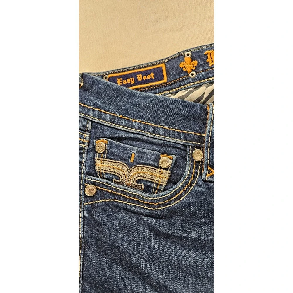 Rock Revival Betty Easy Boot Dark Wash Jeans Bootcut Fleur De Lis Size 28